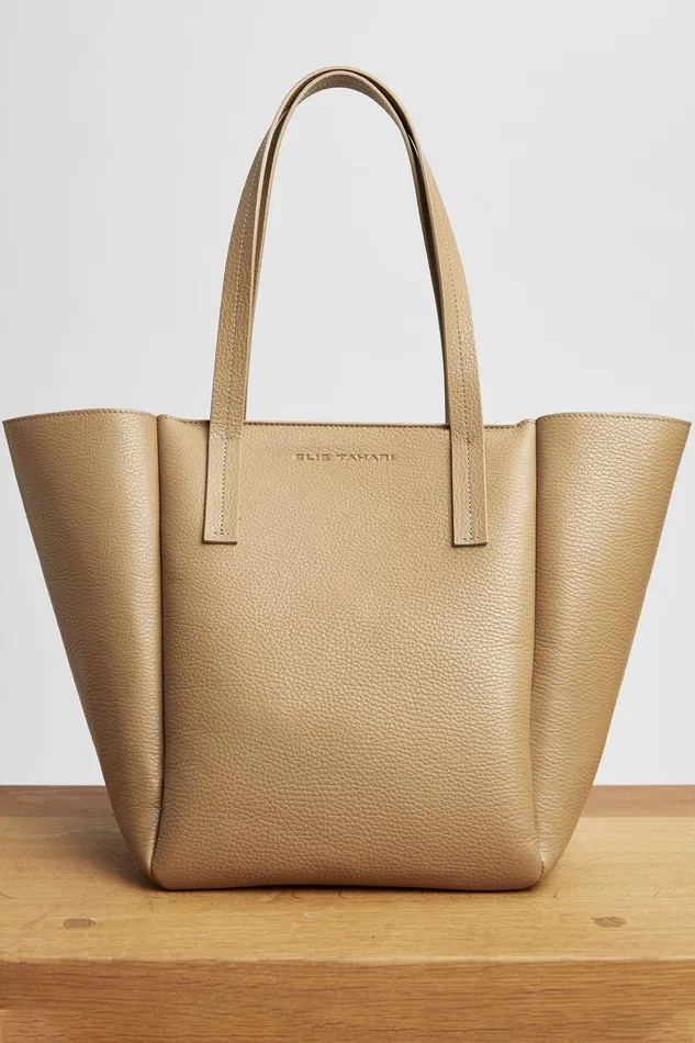 Handbags Women Elie Tahari Leather Shopper Tote Bag Cappuccino