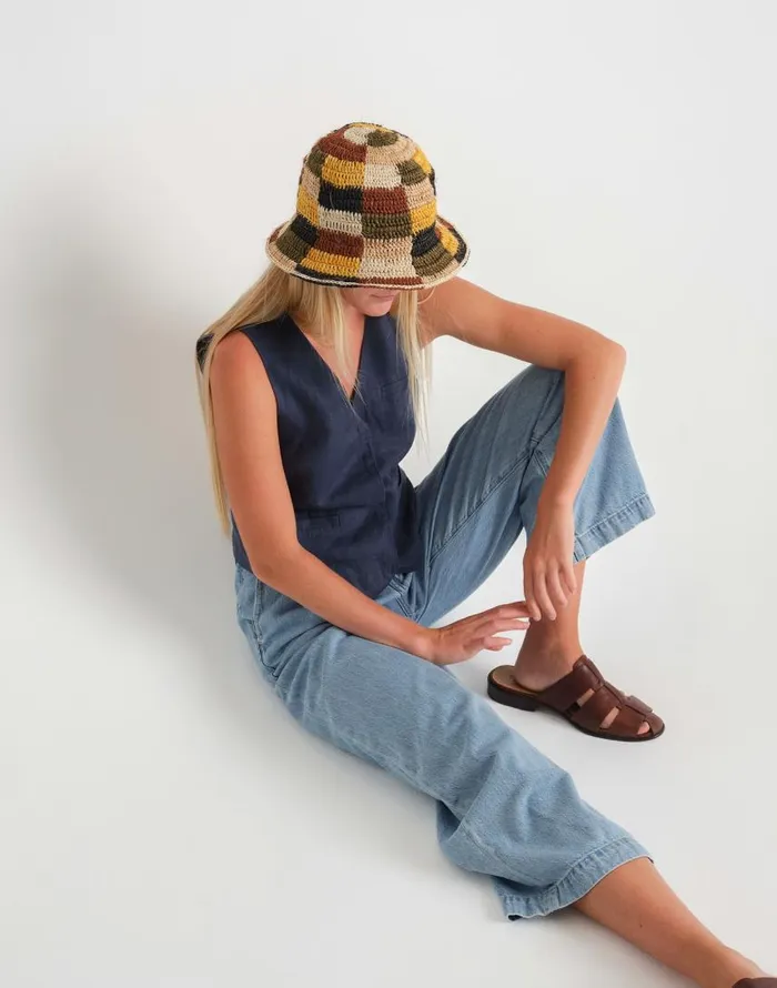 Hats Women Madewell MINGA Crocheted Checkered Bucket Hat Multicolor