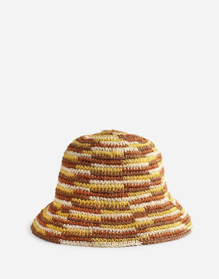 Hats Women Madewell MINGA Crocheted Striped Bucket Hat Orange Multi