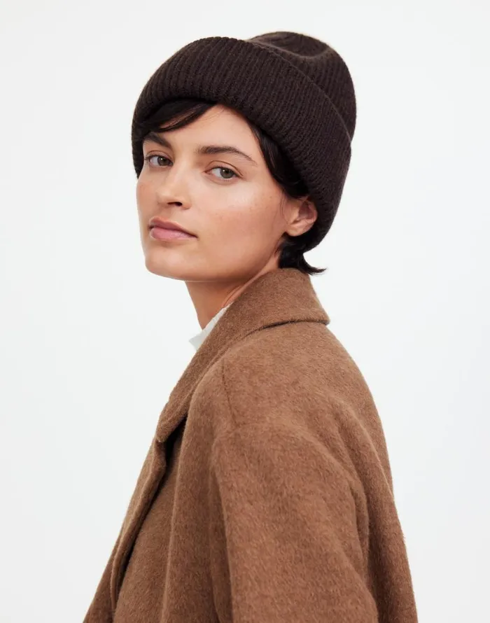 Hats Women Madewell WoolBlend Knit Beanie Hthr Dark Carob