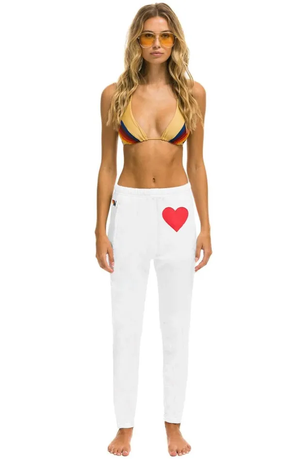 Heart Stitch Jogger Sweatpants 8211 White Women Aviator Nation Sweatpants