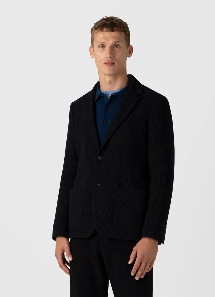 Heavy Wool Jersey Blazer Navy Men Jackets and Coats ussunspel Heavy Wool Jersey Blazer Navy Men Jackets and Coats ussunspel