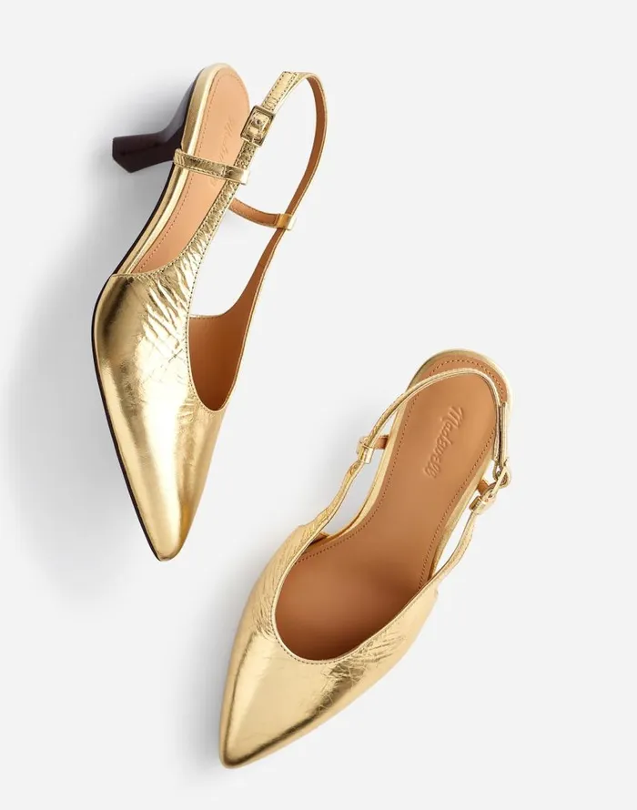 Heels Women Madewell The Debbie Slingback Pump Gold Metallic