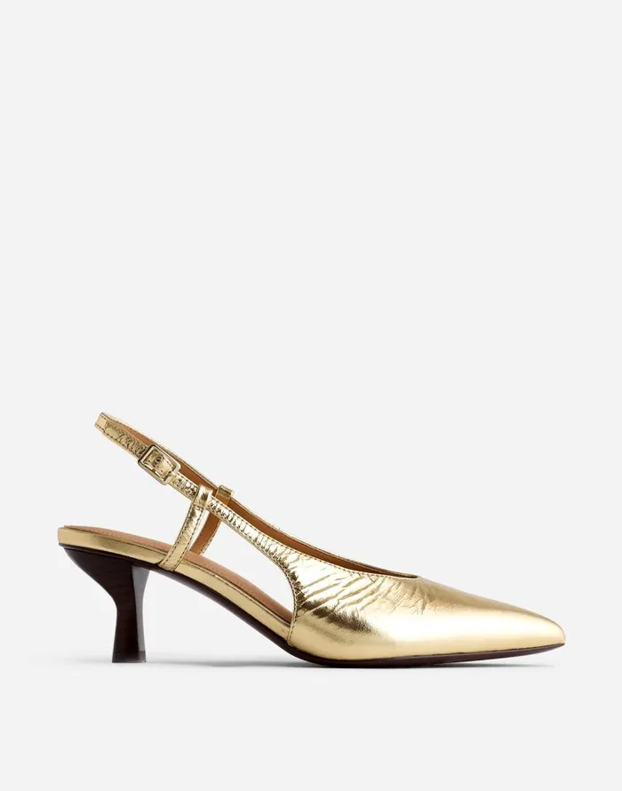 Heels Women Madewell The Debbie Slingback Pump Gold Metallic