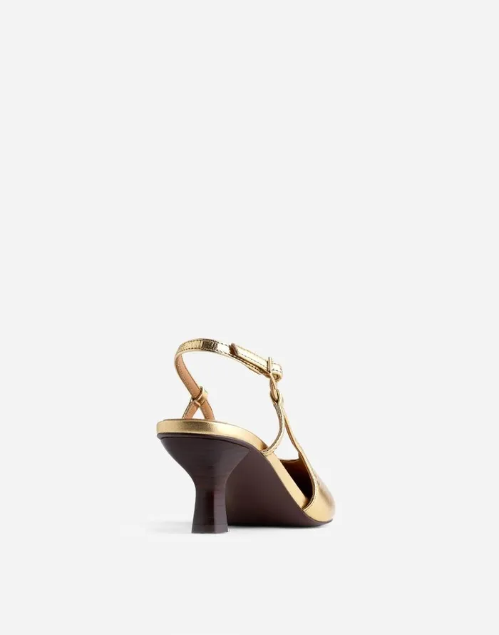 Heels Women Madewell The Debbie Slingback Pump Gold Metallic