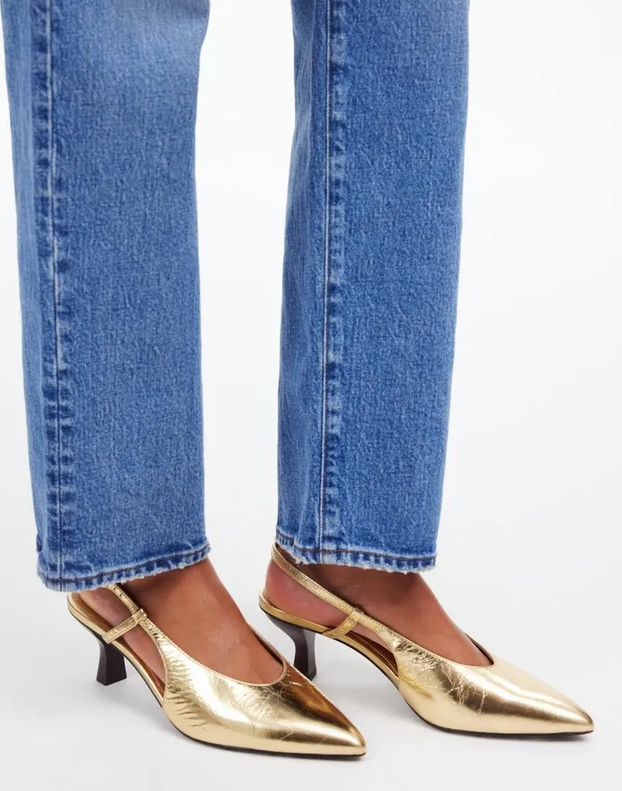 Heels Women Madewell The Debbie Slingback Pump Gold Metallic