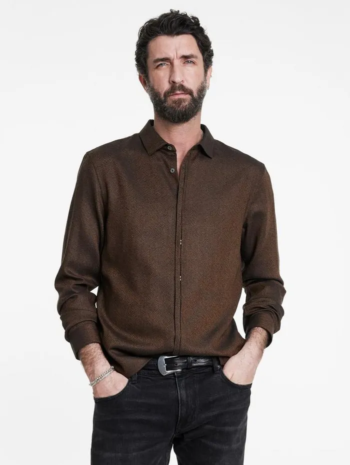 HICKORY SHIRT Lt Chocolate Men John Varvatos Shirts