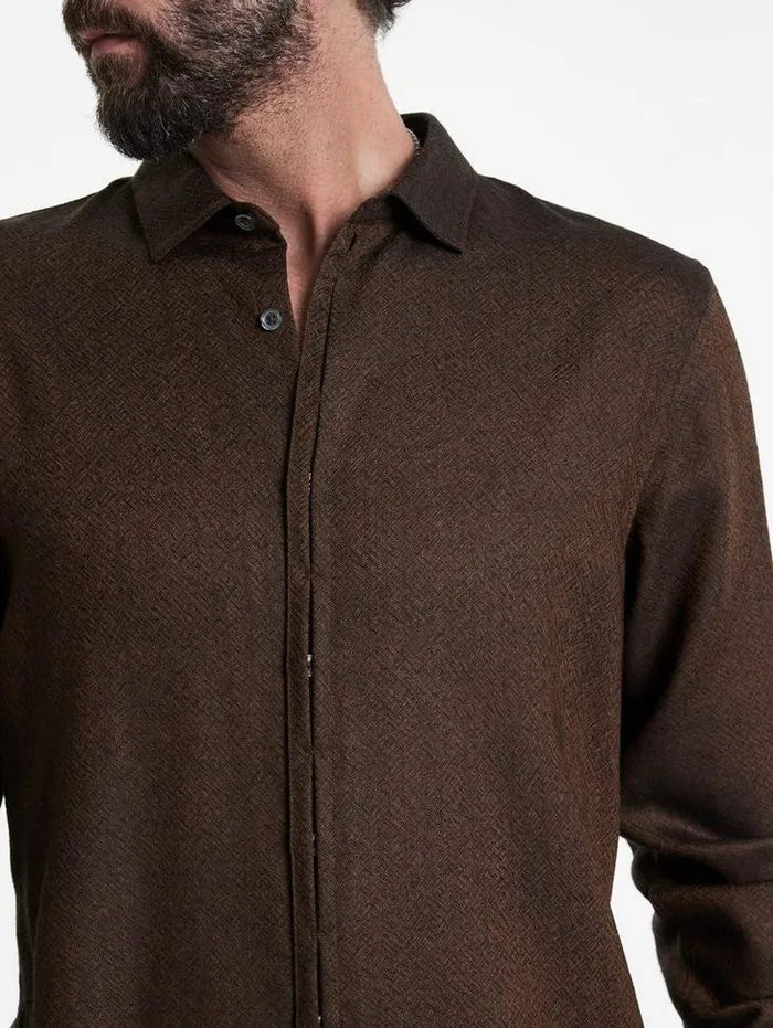 HICKORY SHIRT Lt Chocolate Men John Varvatos Shirts