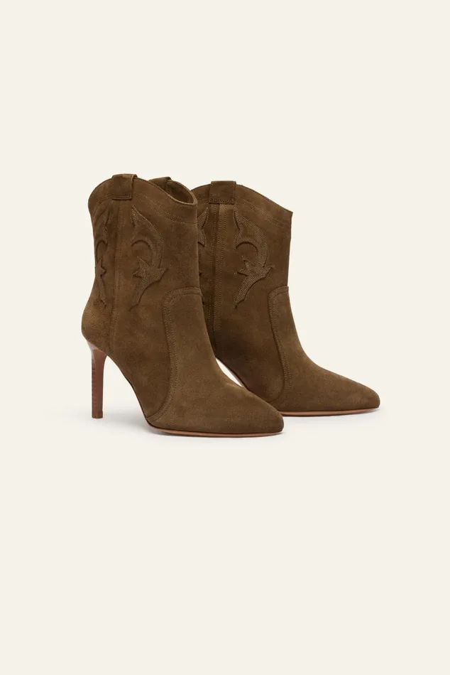 HighHeeled Ankle Boots Boots Green Women Baandsh Shoes