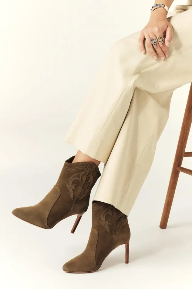 HighHeeled Ankle Boots Boots Green Women Baandsh Shoes