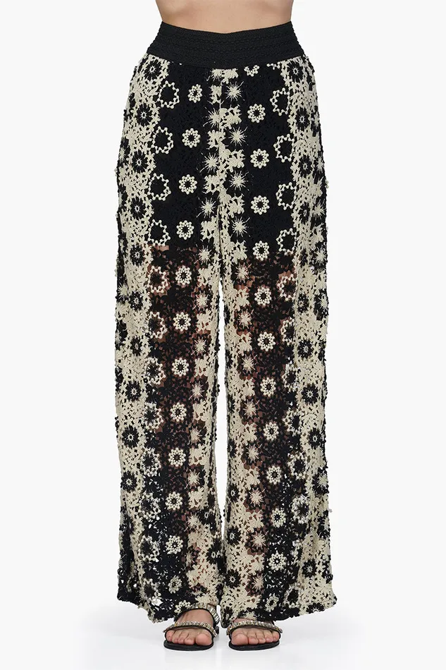 Hippie Crochet Dual Tone Flared Pant Pants America and Beyond Women