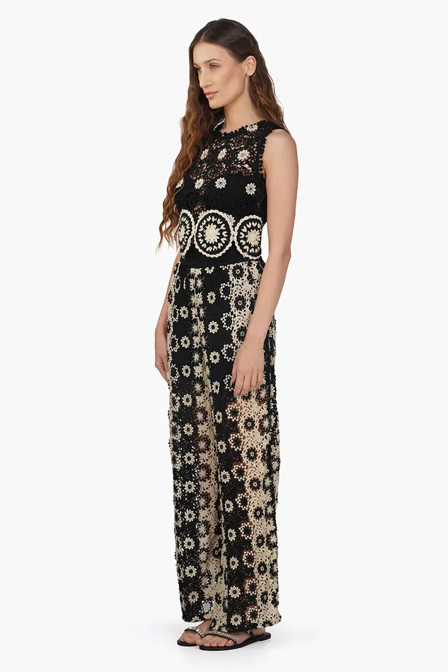 Hippie Crochet Dual Tone Flared Pant Pants America and Beyond Women