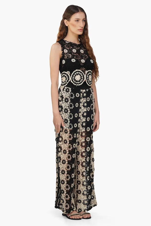 Hippie Crochet Dual Tone Flared Pant Pants America and Beyond Women