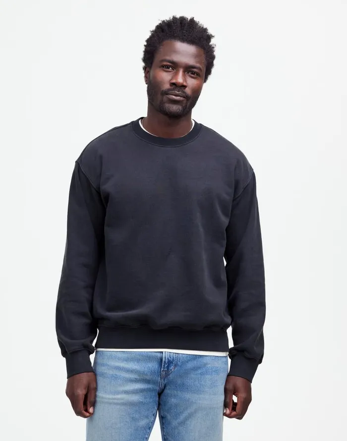 Hoodies and Sweatshirts Men Madewell The McCarren Midweight Crewneck Sweatshirt True Black