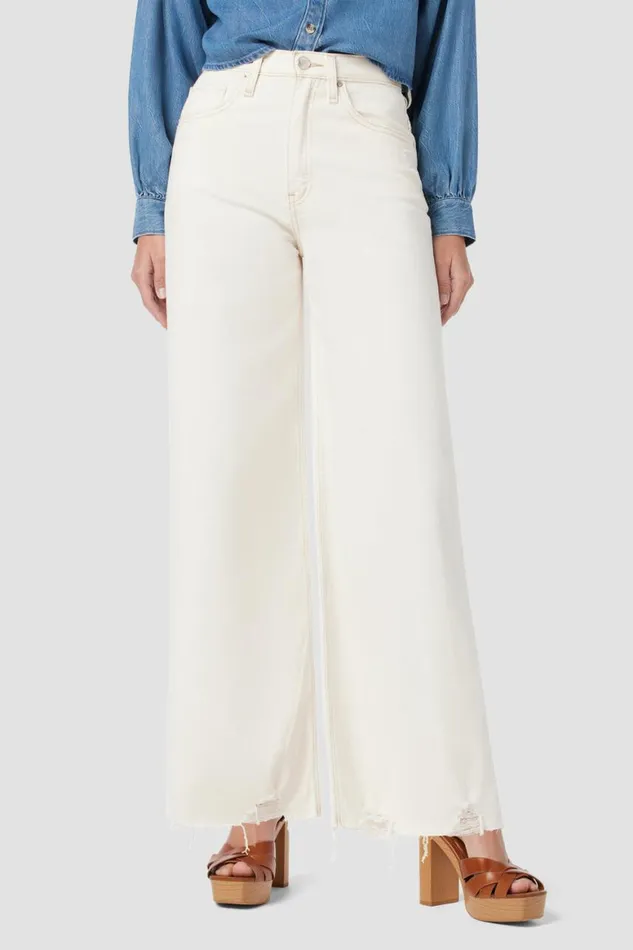 Hudson Jeans Cropped James HighRise Wide Leg Crop Jean Ecru Destructed Hem 8211 Women Hudson Jeans Cropped James HighRise Wide Leg Crop Jean Ecru Destructed Hem 8211 Women