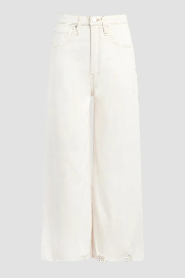 Hudson Jeans Cropped James HighRise Wide Leg Crop Jean Ecru Destructed Hem 8211 Women Hudson Jeans Cropped James HighRise Wide Leg Crop Jean Ecru Destructed Hem 8211 Women