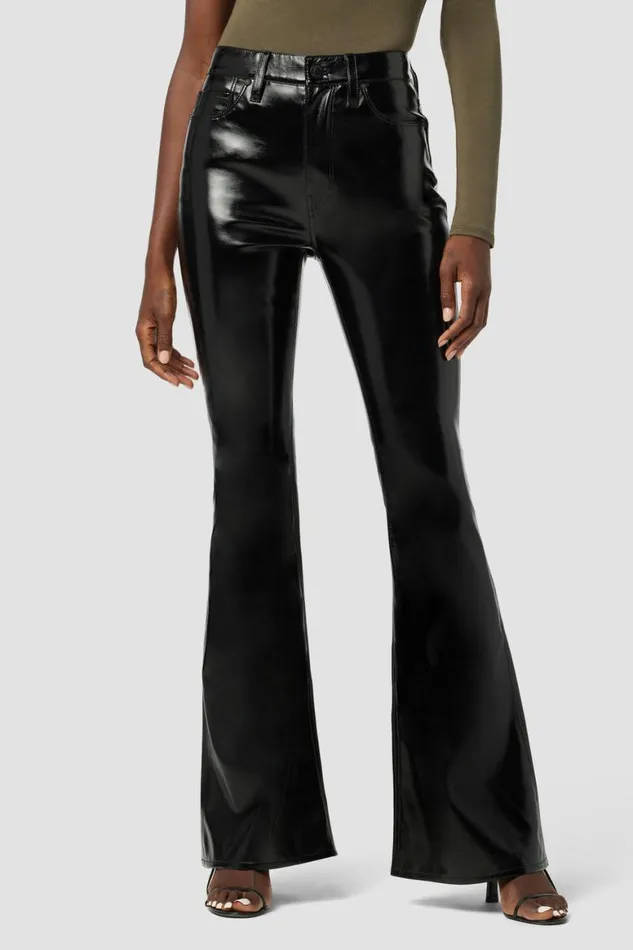 Hudson Jeans Flare Holly HighRise Flare Jean Black Patent 8211 Women