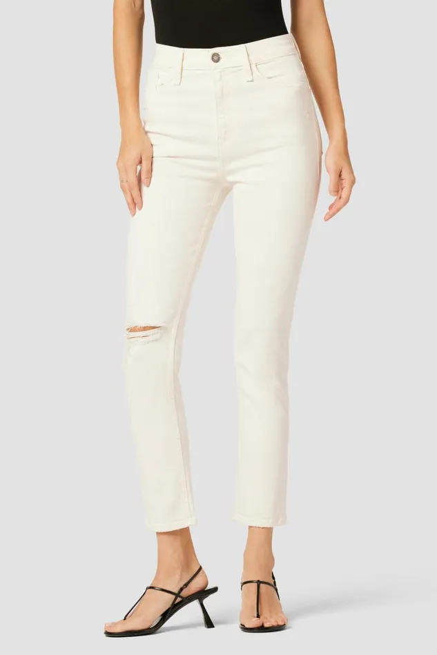 Hudson Jeans Straight Harlow Ultra HighRise Cigarette Ankle Jean Destructed Ecru 8211 Women Hudson Jeans Straight Harlow Ultra HighRise Cigarette Ankle Jean Destructed Ecru 8211 Women