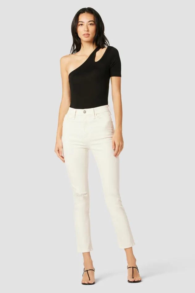 Hudson Jeans Straight Harlow Ultra HighRise Cigarette Ankle Jean Destructed Ecru 8211 Women Hudson Jeans Straight Harlow Ultra HighRise Cigarette Ankle Jean Destructed Ecru 8211 Women