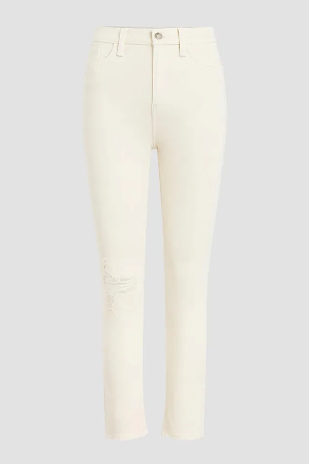Hudson Jeans Straight Harlow Ultra HighRise Cigarette Ankle Jean Destructed Ecru 8211 Women Hudson Jeans Straight Harlow Ultra HighRise Cigarette Ankle Jean Destructed Ecru 8211 Women