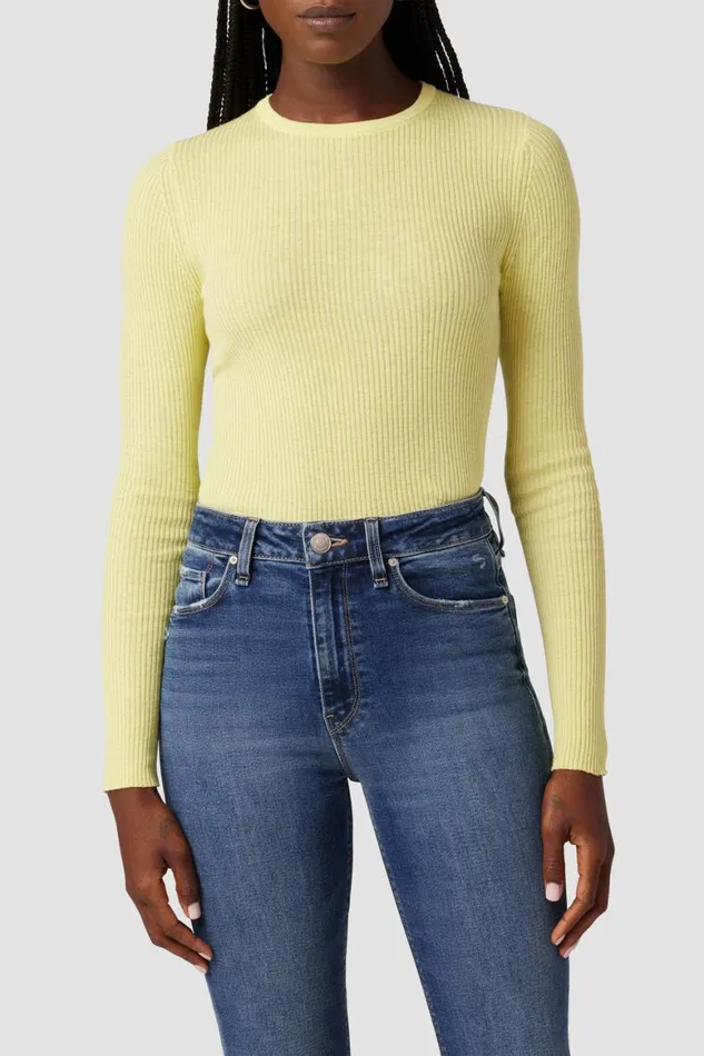 Hudson Jeans Tops and Sweaters Back Keyhole Sweater Lemon Grass 8211 Women