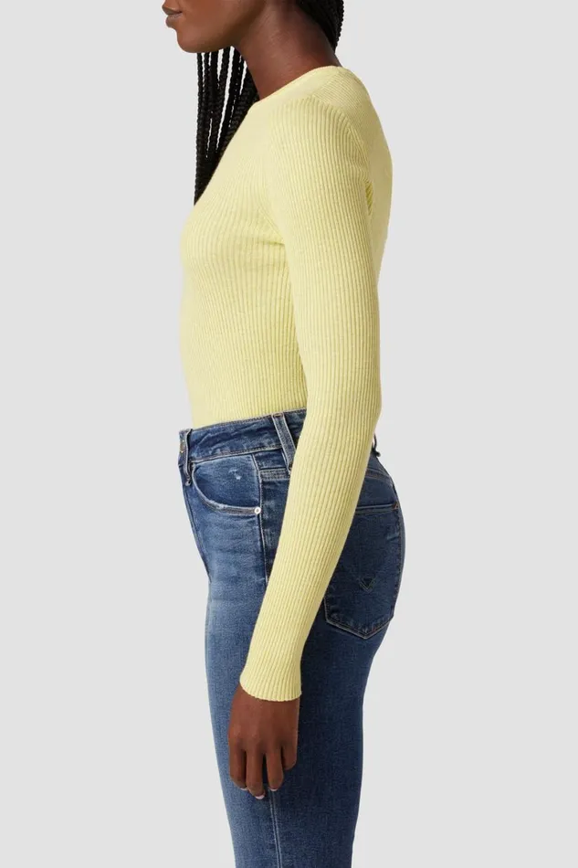 Hudson Jeans Tops and Sweaters Back Keyhole Sweater Lemon Grass 8211 Women Hudson Jeans Tops and Sweaters Back Keyhole Sweater Lemon Grass 8211 Women