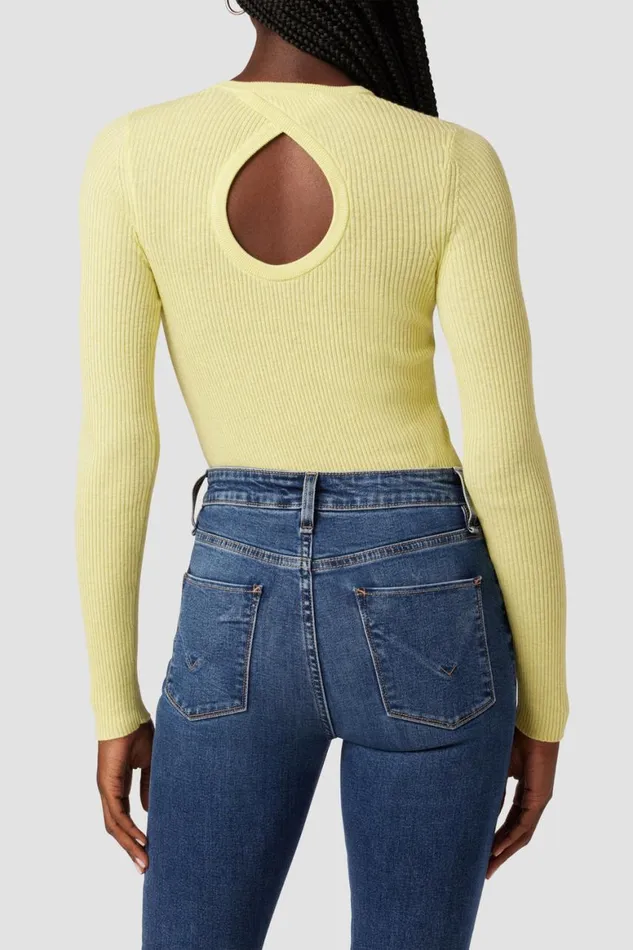 Hudson Jeans Tops and Sweaters Back Keyhole Sweater Lemon Grass 8211 Women Hudson Jeans Tops and Sweaters Back Keyhole Sweater Lemon Grass 8211 Women