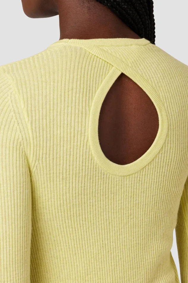 Hudson Jeans Tops and Sweaters Back Keyhole Sweater Lemon Grass 8211 Women Hudson Jeans Tops and Sweaters Back Keyhole Sweater Lemon Grass 8211 Women