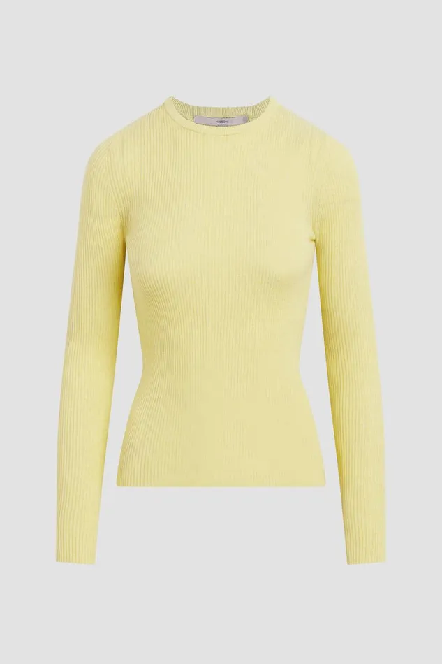 Hudson Jeans Tops and Sweaters Back Keyhole Sweater Lemon Grass 8211 Women Hudson Jeans Tops and Sweaters Back Keyhole Sweater Lemon Grass 8211 Women