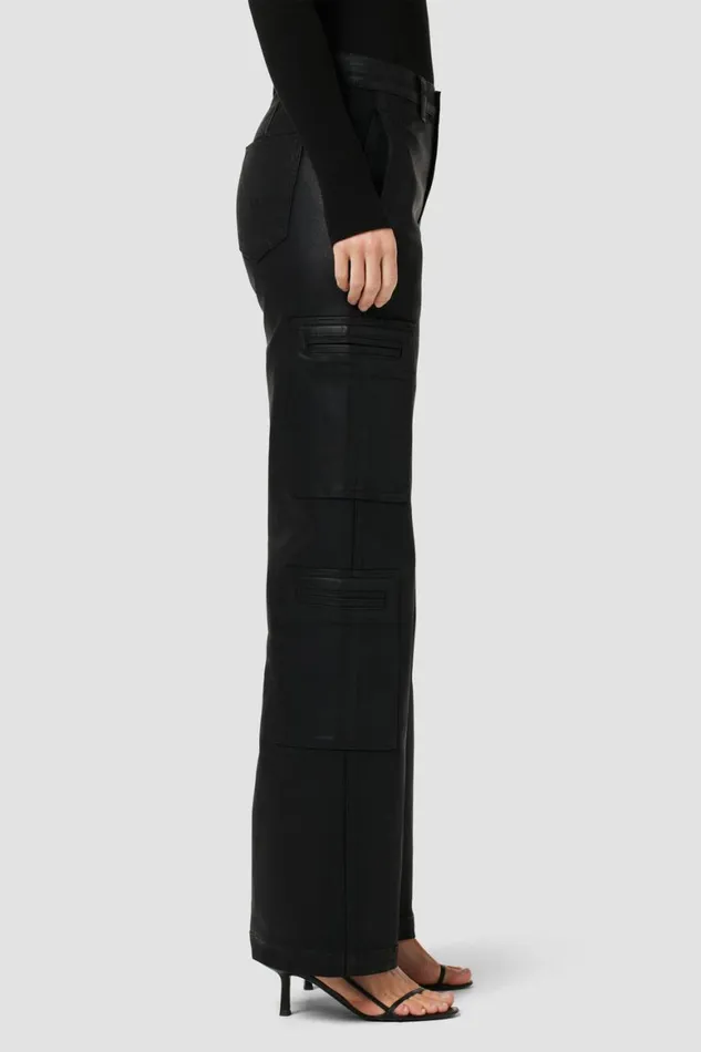 Hudson Jeans Wide Leg HighRise Welt Pocket Wide Leg Cargo Coated Black Beauty 8211 Women Hudson Jeans Wide Leg HighRise Welt Pocket Wide Leg Cargo Coated Black Beauty 8211 Women