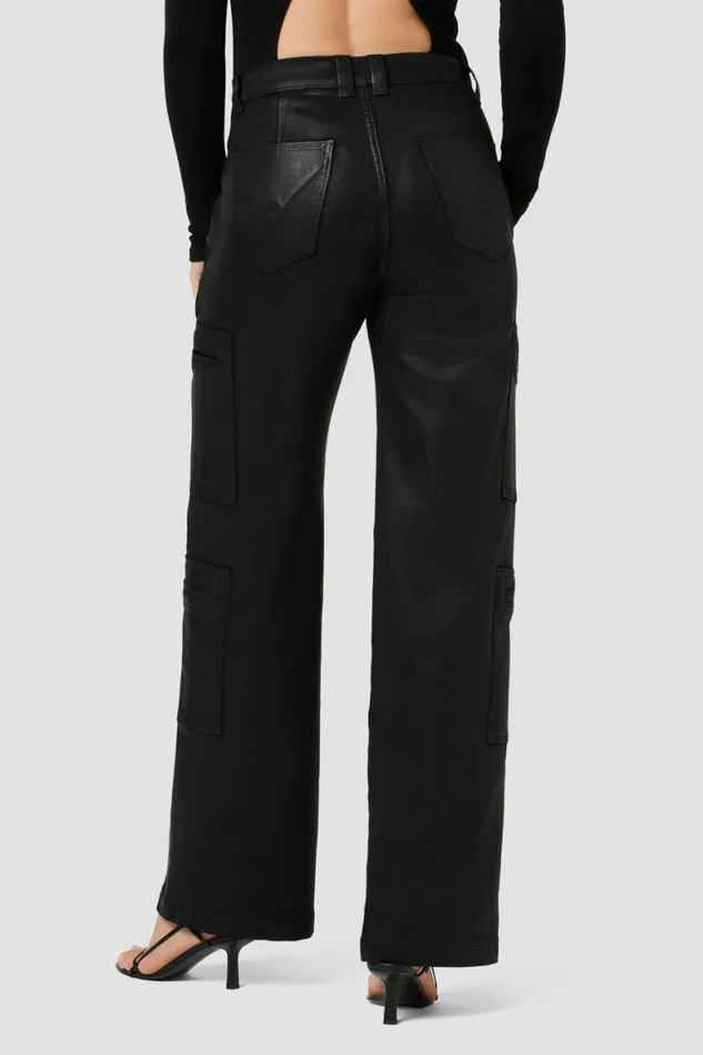 Hudson Jeans Wide Leg HighRise Welt Pocket Wide Leg Cargo Coated Black Beauty 8211 Women Hudson Jeans Wide Leg HighRise Welt Pocket Wide Leg Cargo Coated Black Beauty 8211 Women