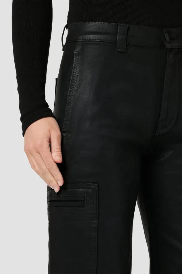 Hudson Jeans Wide Leg HighRise Welt Pocket Wide Leg Cargo Coated Black Beauty 8211 Women Hudson Jeans Wide Leg HighRise Welt Pocket Wide Leg Cargo Coated Black Beauty 8211 Women