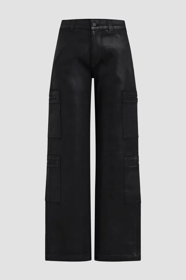 Hudson Jeans Wide Leg HighRise Welt Pocket Wide Leg Cargo Coated Black Beauty 8211 Women Hudson Jeans Wide Leg HighRise Welt Pocket Wide Leg Cargo Coated Black Beauty 8211 Women