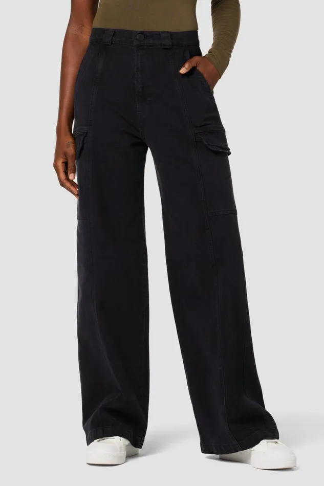 Hudson Jeans Wide Leg HighRise Wide Leg Cargo Black 8211 Women