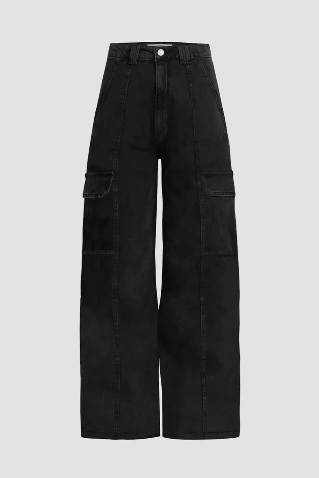 Hudson Jeans Wide Leg HighRise Wide Leg Cargo Black 8211 Women