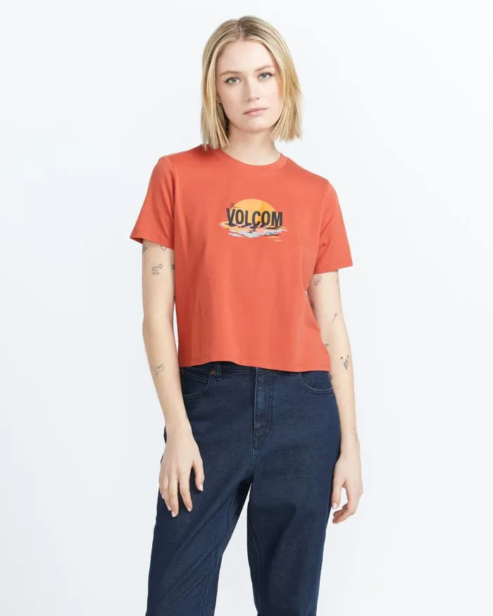 I Got You Baby Short Sleeve Tee 8211 Rust Womens Volcom Tops