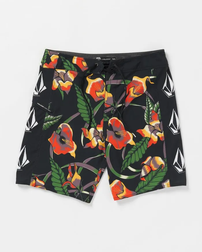 Iconic Floral ModTech Trunks 8211 Black Mens Volcom Boardshorts and Trunks
