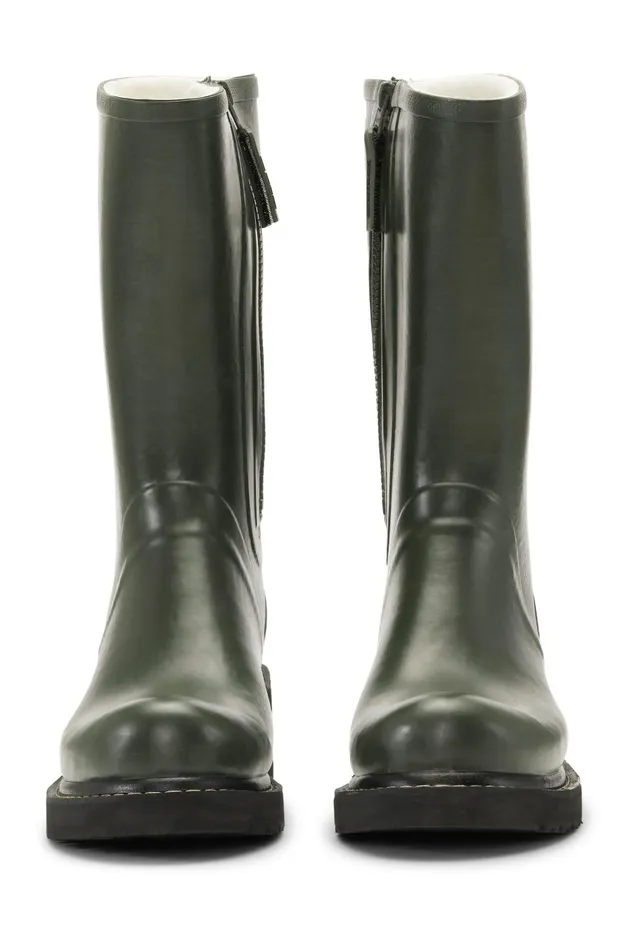 Ilse Jacobsen 34 Rubber Boots With Zip 8211 Army Women Rainboots Medium