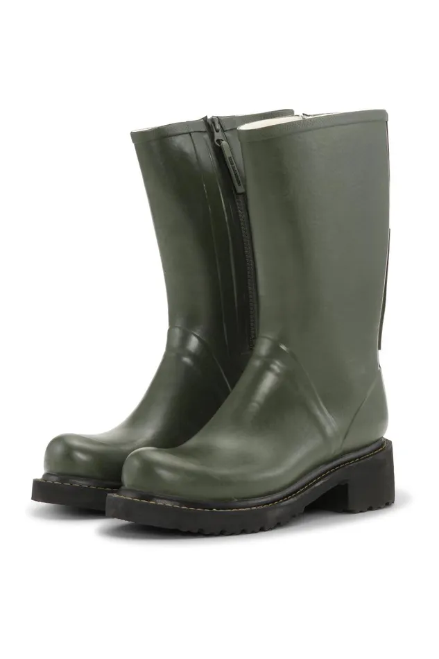Ilse Jacobsen 34 Rubber Boots With Zip 8211 Army Women Rainboots Medium