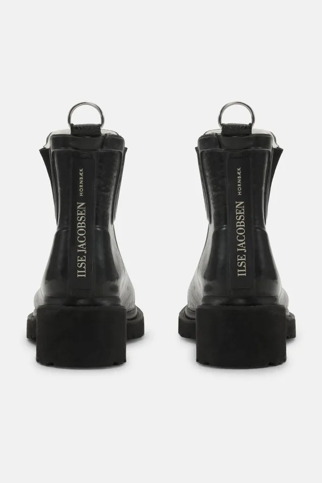 Ilse Jacobsen Short Rubber Boots With High Heel 8211 Black Women Rainboots Short