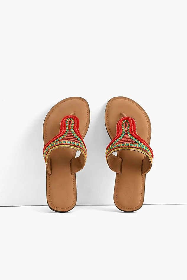 IndianTribal Fusion Beaded Slider Sandal Boho Sandals Sandals America and Beyond Women