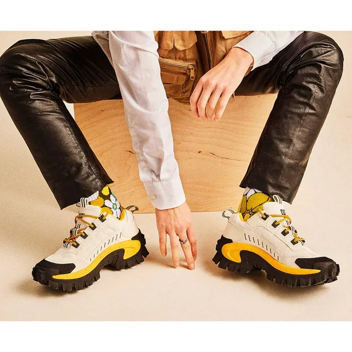 Intruder Shoe White Yellow MenWomen Cat Footwear Chunky Sneakers