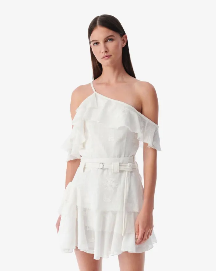 IRO ADANNA ASYMMETRICAL RUFFLED TOP White Women Tops and Shirts