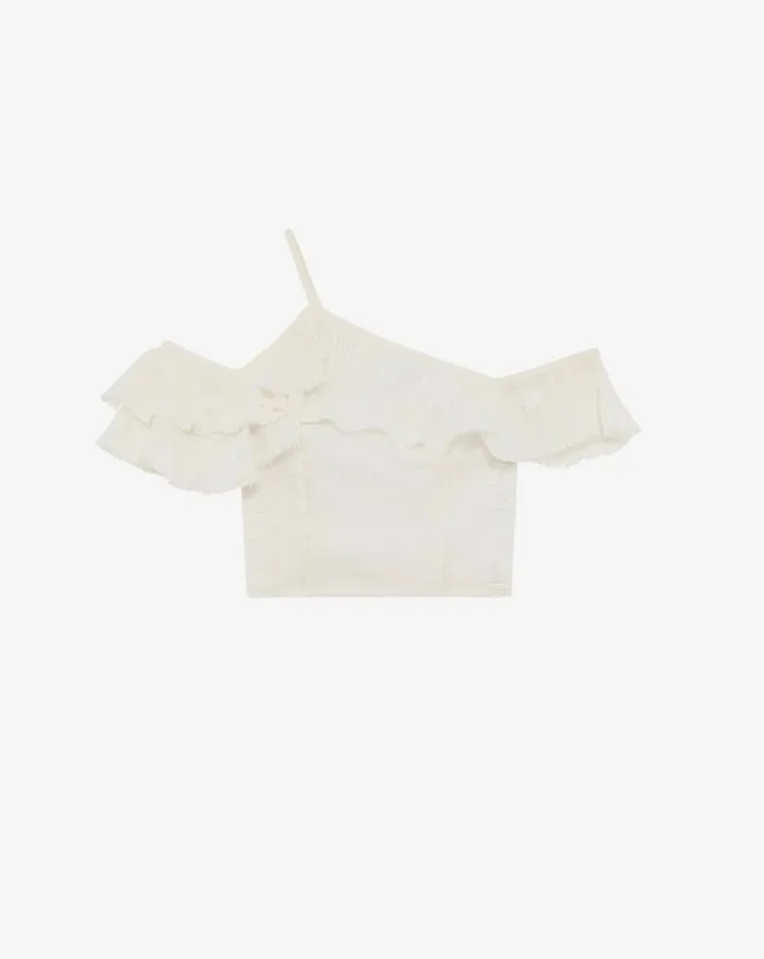 IRO ADANNA ASYMMETRICAL RUFFLED TOP White Women Tops and Shirts