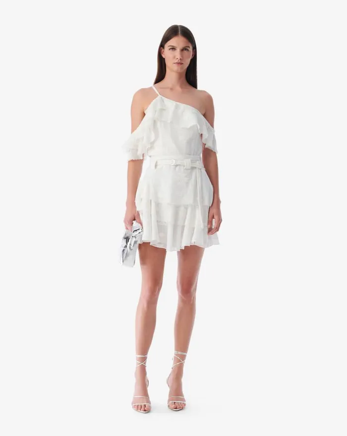 IRO ADANNA ASYMMETRICAL RUFFLED TOP White Women Tops and Shirts