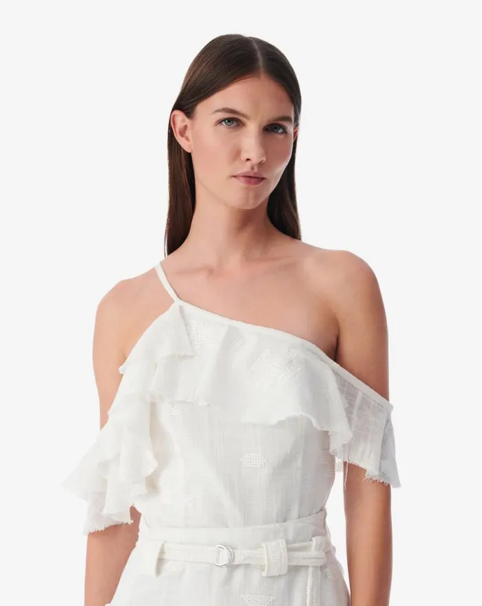 IRO ADANNA ASYMMETRICAL RUFFLED TOP White Women Tops and Shirts