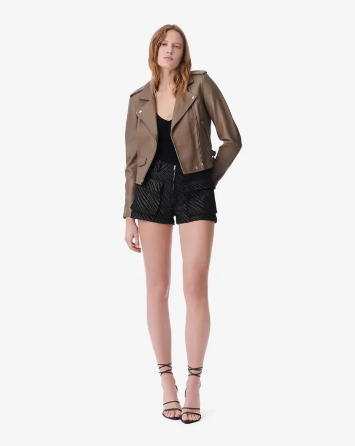 IRO ALECIA ZEBRA PATTERNED SHORTS Black Zebra Women Shorts and Skirts
