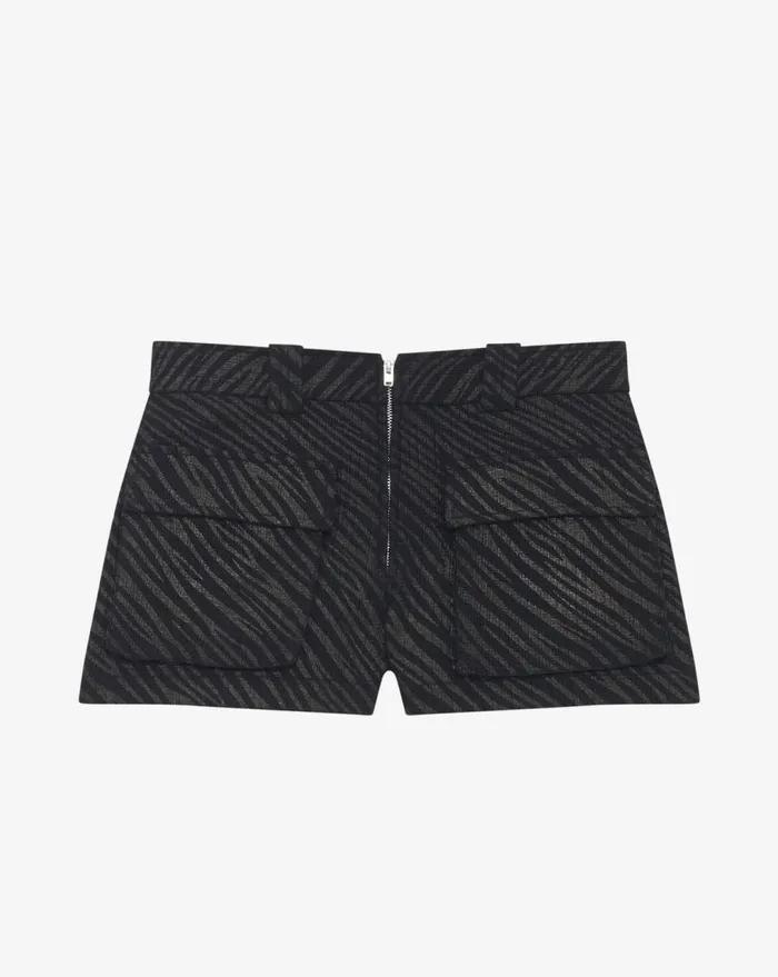 IRO ALECIA ZEBRA PATTERNED SHORTS Black Zebra Women Shorts and Skirts