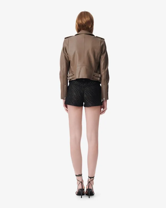 IRO ASHVILLE LEATHER JACKET Vintage Taupe Women Jackets and Coats