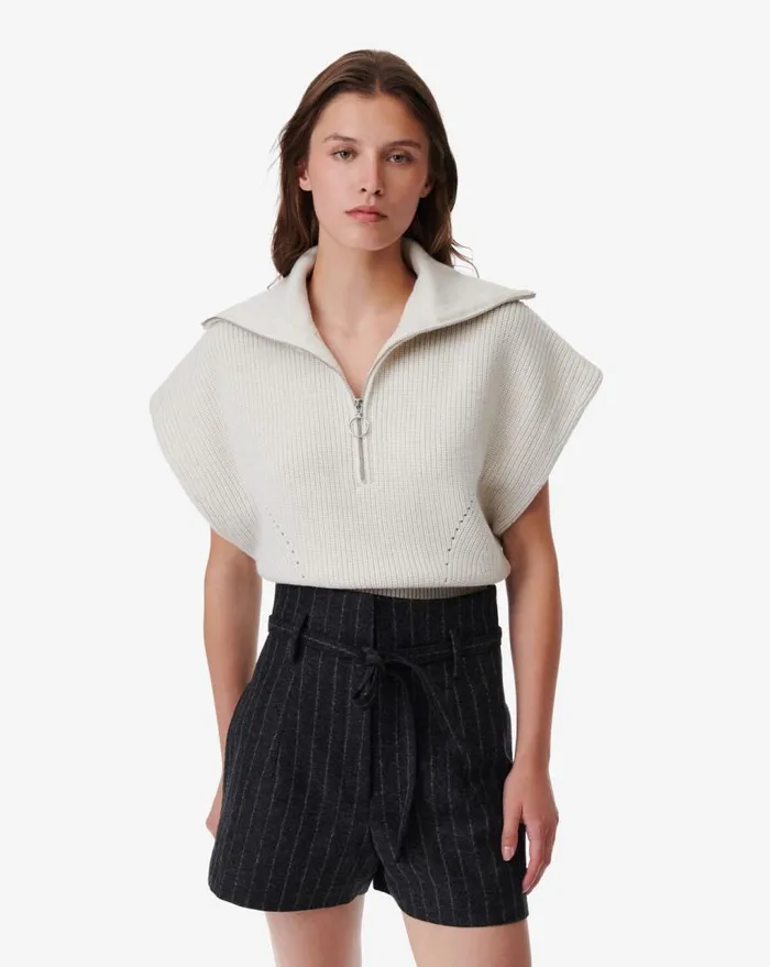 IRO AVONA ZIPPEREDCOLLAR SWEATER Ecruwhite Women Knits